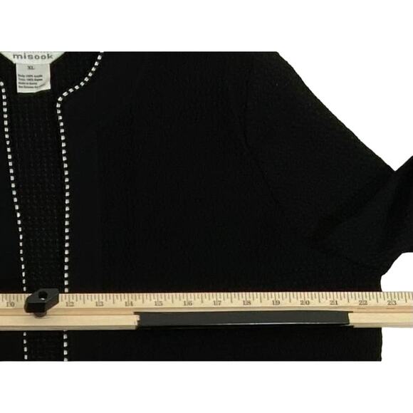 Exclusively Misook Womens Cardigan Black White Trim Mesh Knit Open Front Size XL - Picture 7 of 9